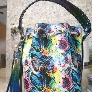 Aldo neon snake skin bucket handbag